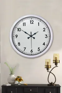 Beyaz Metal Duvar Saati 52 cm · Model 5205W