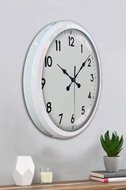Beyaz Metal Duvar Saati 52 cm · Model 5205W