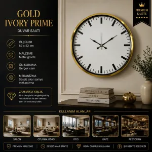 Gold Metal Duvar Saati 52 cm · Model 5289G