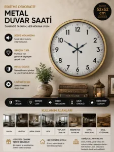 Eskitme Metal Duvar Saati 52 cm · Model 5205E