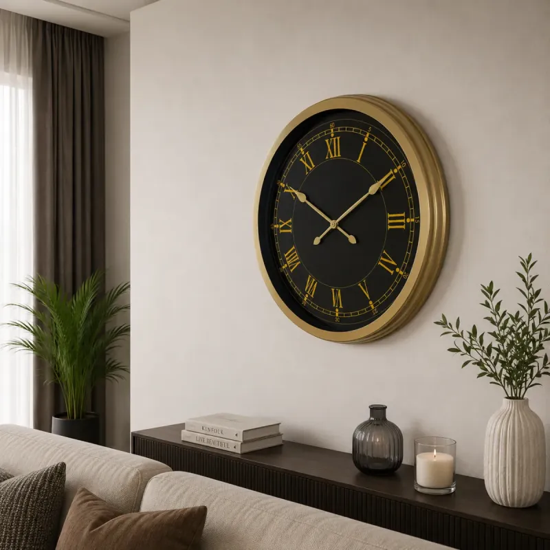Roma Rakamlı Retro Görünümlü Eskitme Metal Duvar Saati 60 cm · Model 6072E