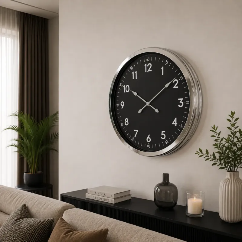 Krom Metal Duvar Saati 60 cm · Model 6007K