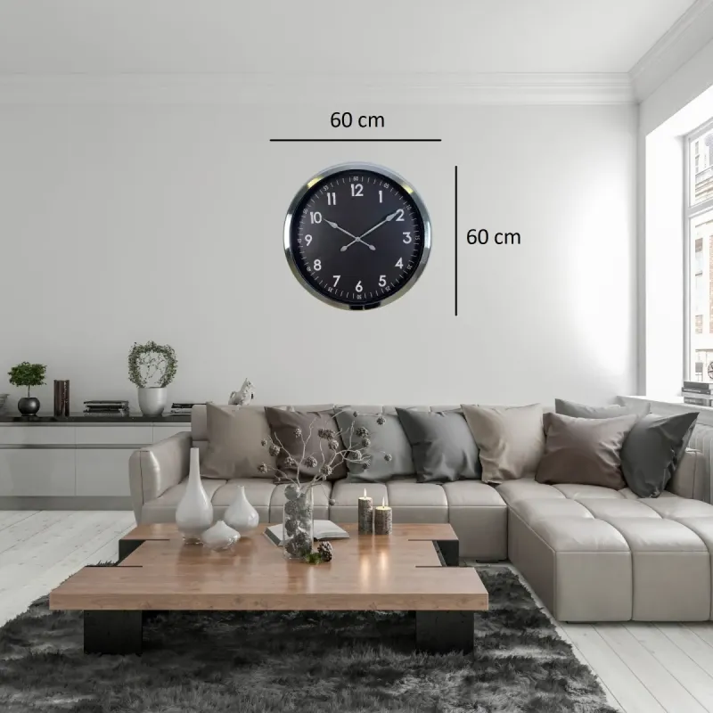 Krom Metal Duvar Saati 60 cm · Model 6007K
