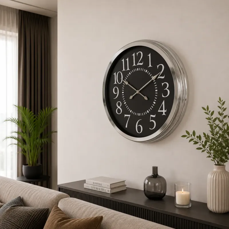 Krom Metal Duvar Saati 60 cm · Model 6024K