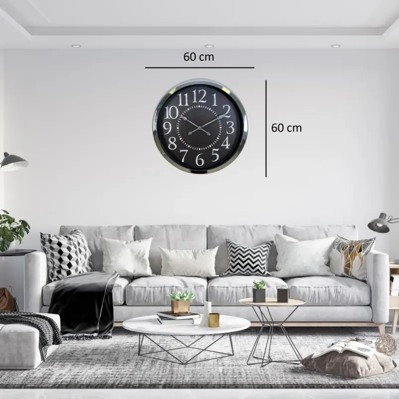 Krom Metal Duvar Saati 60 cm · Model 6024K