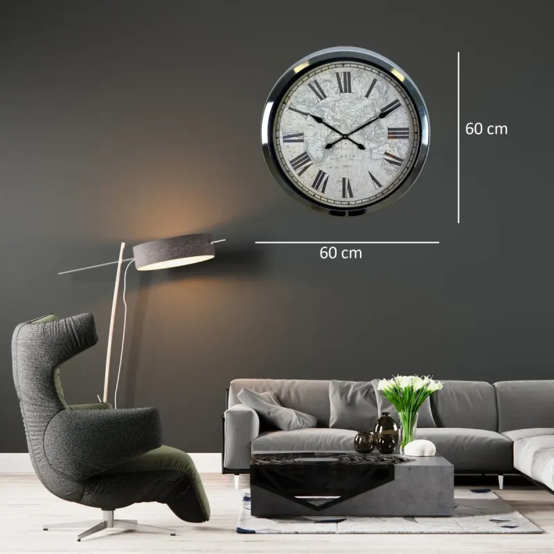 Krom Metal Duvar Saati 60 cm · Model 6057K