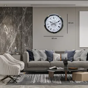 Desenli Krom Metal Duvar Saati 60 cm · Model 6062K