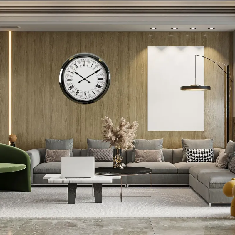 Desenli Krom Metal Duvar Saati 60 cm · Model 6063K