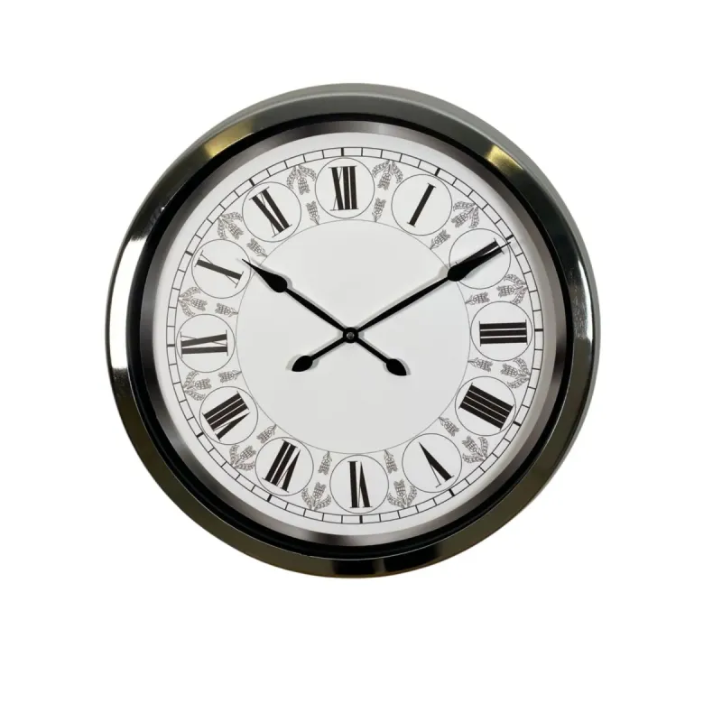 Desenli Krom Metal Duvar Saati 60 cm · Model 6063K