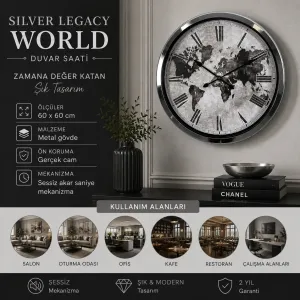 Krom Metal Duvar Saati 60 cm · Model 6064K