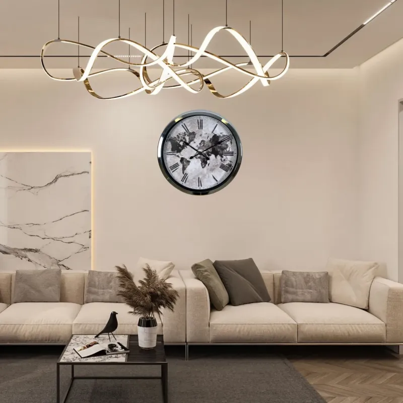 Krom Metal Duvar Saati 60 cm · Model 6064K