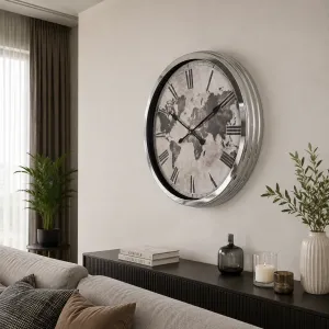 Krom Metal Duvar Saati 60 cm · Model 6064K