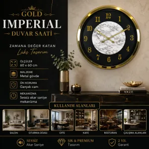 Gold Metal Duvar Saati 60 cm · Model 6022G