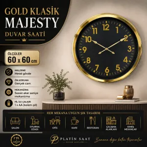 Gold Metal Duvar Saati 60 cm · Model 6023G