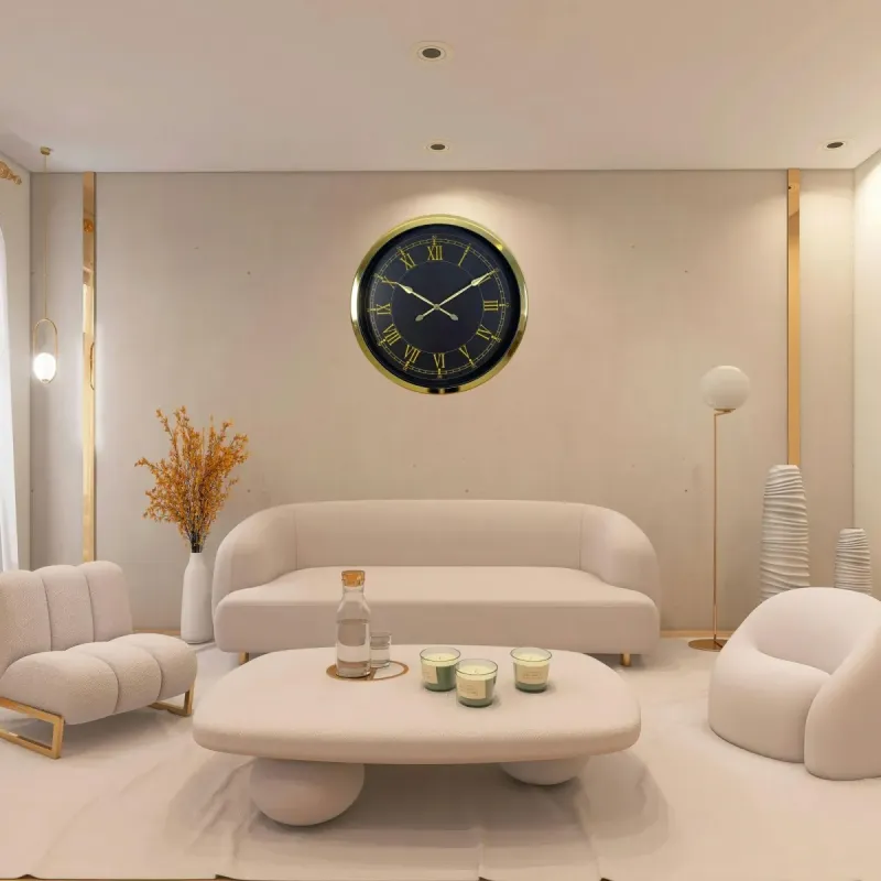 Roma Rakamlı Gold Metal Duvar Saati 60 cm · Model 6072G