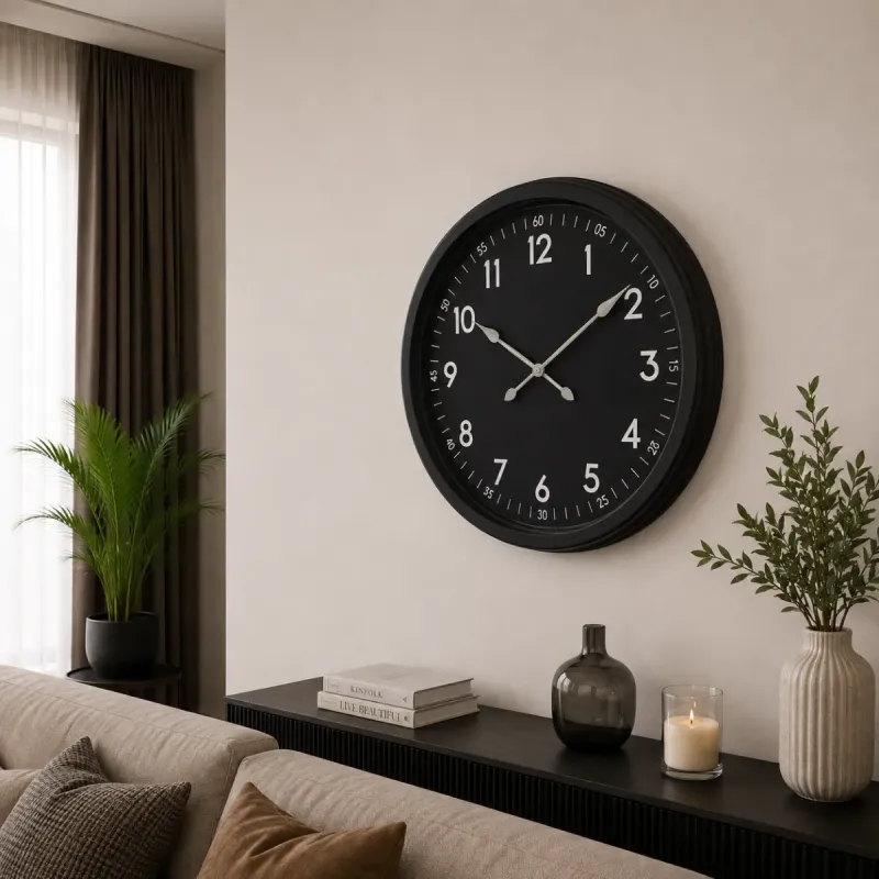 Siyah Metal Duvar Saati 60 cm · Model 6007B