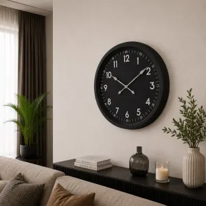 Siyah Metal Duvar Saati 60 cm · Model 6007B