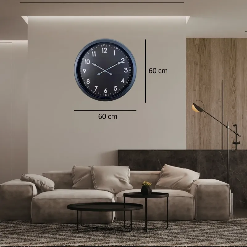 Siyah Metal Duvar Saati 60 cm · Model 6007B