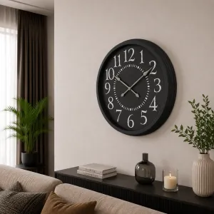Siyah Metal Duvar Saati 60 cm · Model 6024B