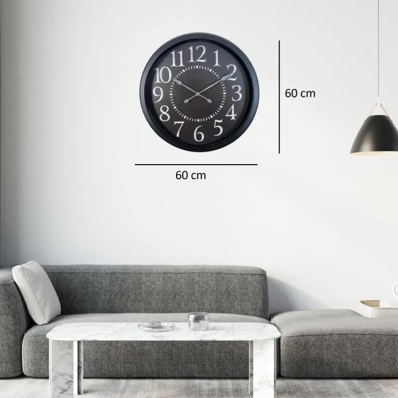 Siyah Metal Duvar Saati 60 cm · Model 6024B