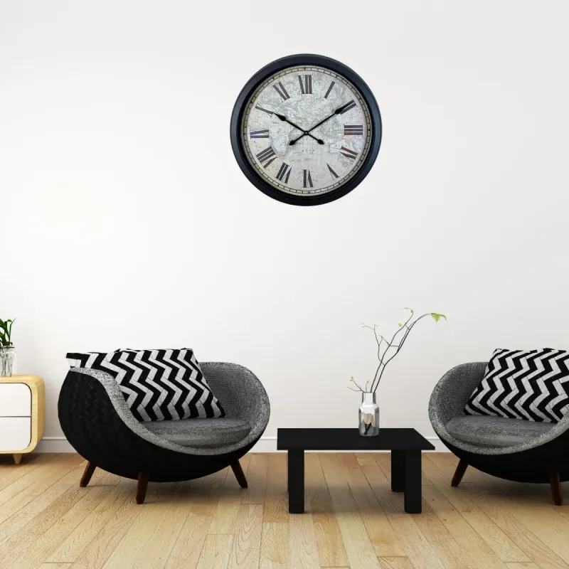 Siyah Metal Duvar Saati 60 cm · Model 6057B