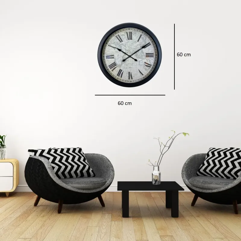 Siyah Metal Duvar Saati 60 cm · Model 6057B