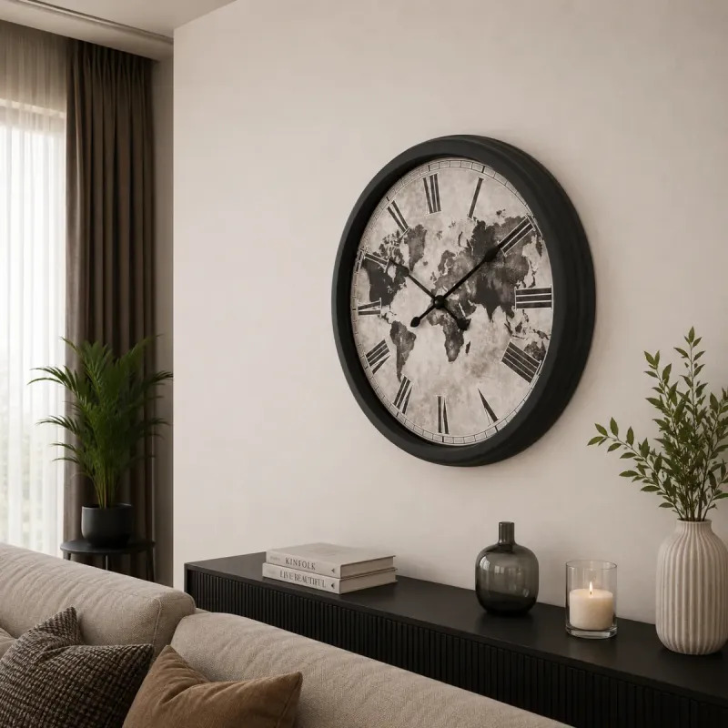 Siyah Metal Duvar Saati 60 cm · Model 6064B