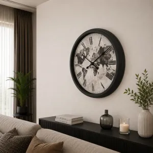 Siyah Metal Duvar Saati 60 cm · Model 6064B