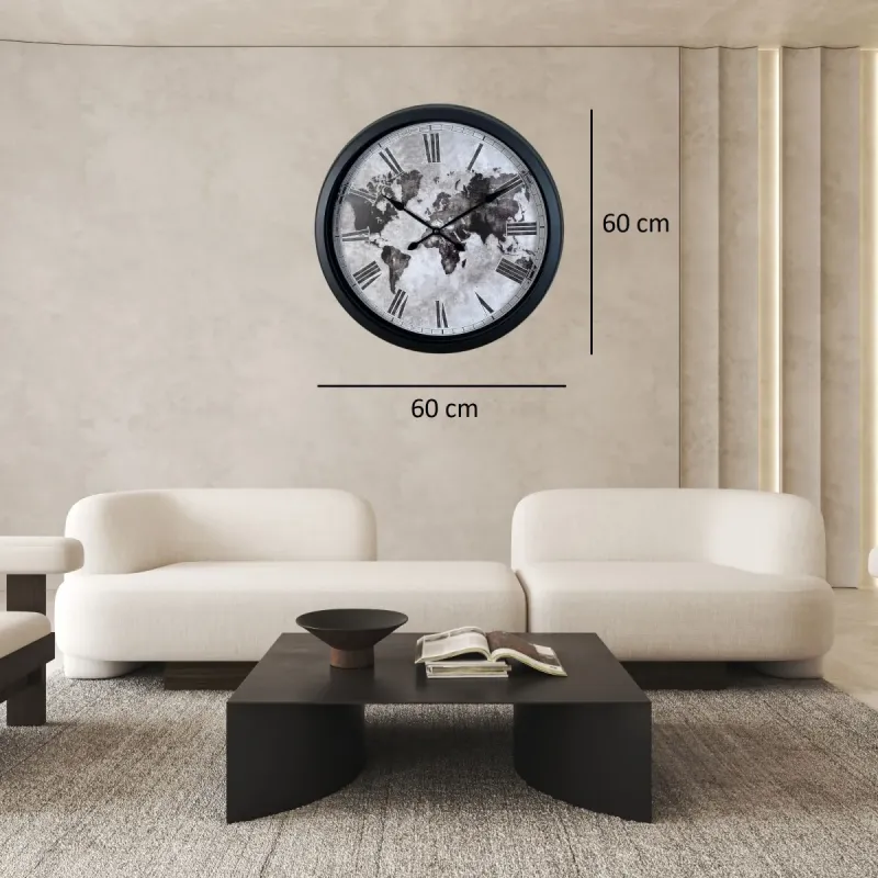 Siyah Metal Duvar Saati 60 cm · Model 6064B