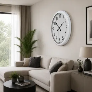 Beyaz Metal Duvar Saati 80 cm · Model 10387