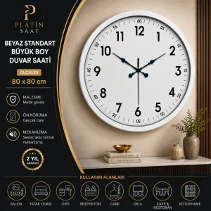 Beyaz Metal Duvar Saati 80 cm · Model 8005W