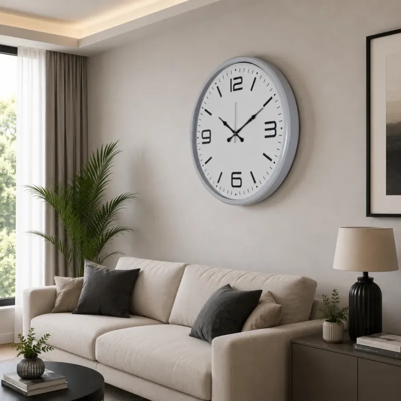 Beyaz Metal Duvar Saati 80 cm · Model 8008W