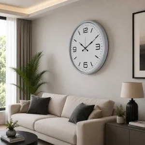 Beyaz Metal Duvar Saati 80 cm · Model 8008W