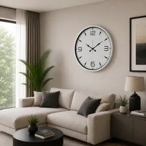Beyaz Metal Duvar Saati 80 cm · Model 8050W