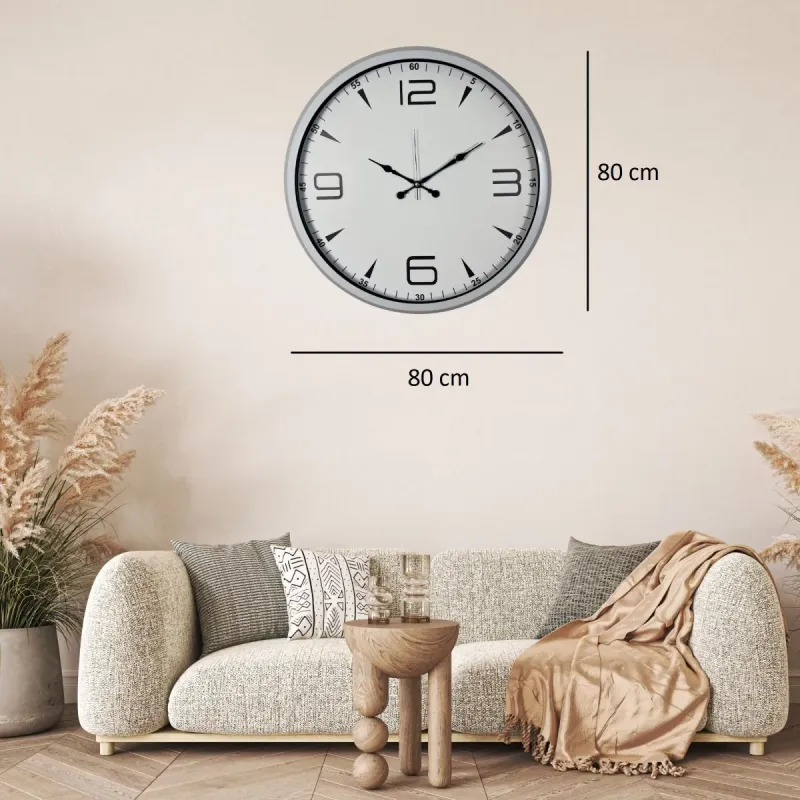 Beyaz Metal Duvar Saati 80 cm · Model 8050W