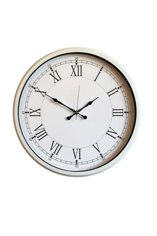 Roma Rakamlı Beyaz Metal Duvar Saati 80 cm · Model 8055W