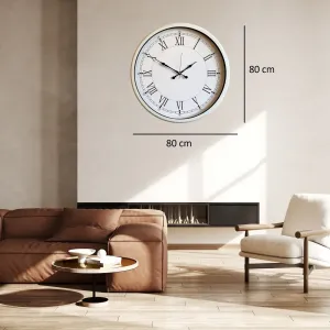 Roma Rakamlı Beyaz Metal Duvar Saati 80 cm · Model 8055W