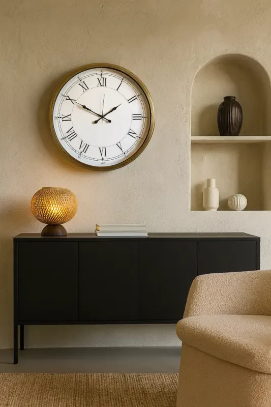 Retro Görünümlü Eskitme Metal Duvar Saati 52 cm · Model 5255E