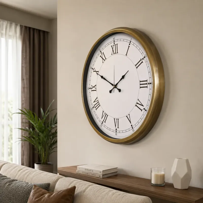 Retro Görünümlü Eskitme Metal Duvar Saati 80 cm · Model 8055E