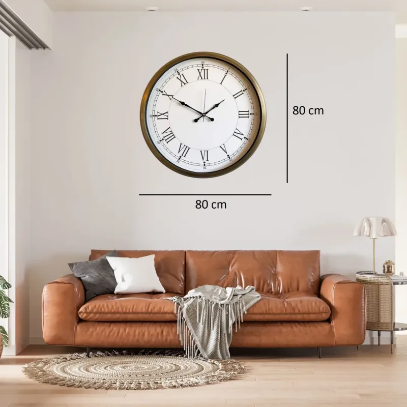 Retro Görünümlü Eskitme Metal Duvar Saati 80 cm · Model 8055E