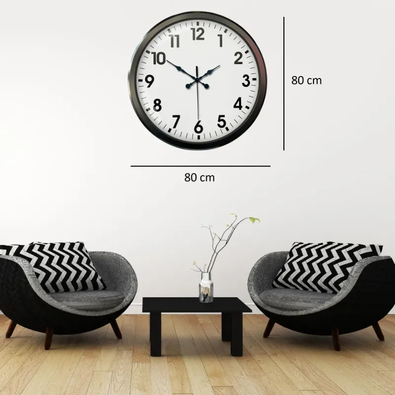 Siyah Metal Duvar Saati 80 cm · Model 8001B