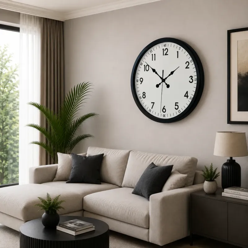 Siyah Metal Duvar Saati 80 cm · Model 8005B