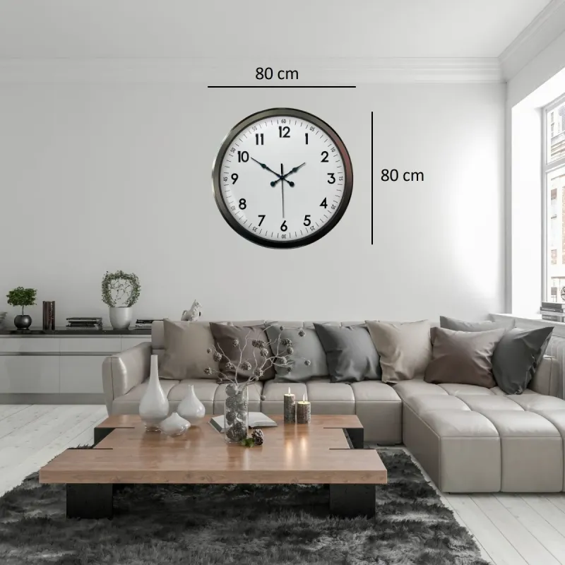 Siyah Metal Duvar Saati 80 cm · Model 8005B