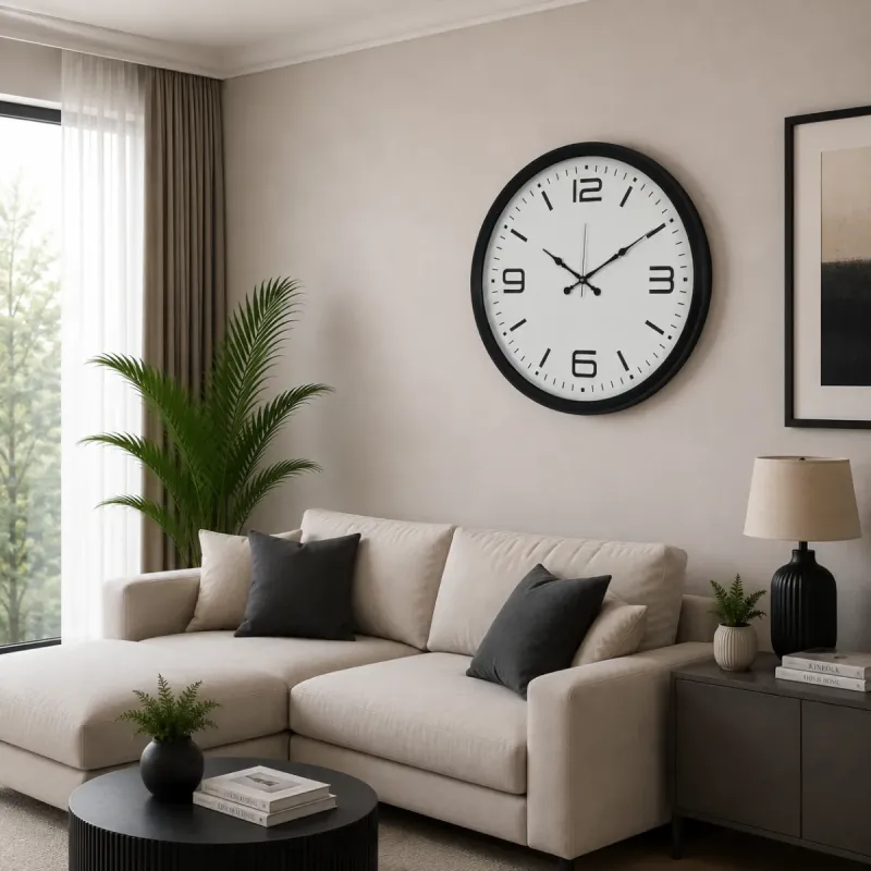 Siyah Metal Duvar Saati 80 cm · Model 8008B