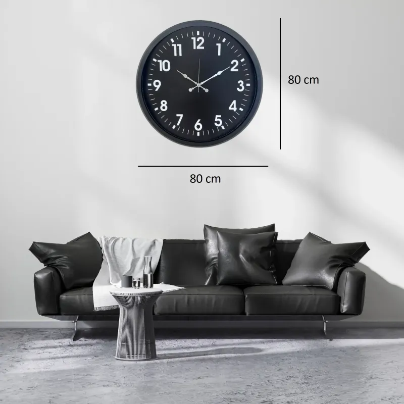 Siyah Metal Duvar Saati 80 cm · Model 8031B