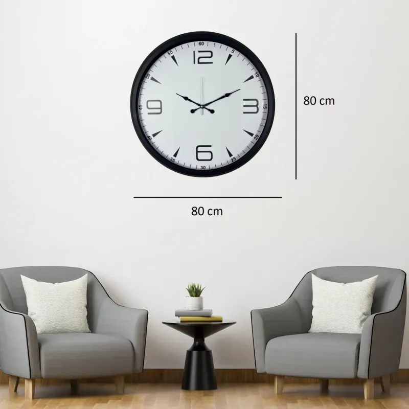 Siyah Metal Duvar Saati 80 cm · Model 8050B