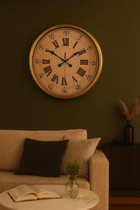 Roma Rakamlı Eskitme Metal Duvar Saati 52 cm · Model 5265E