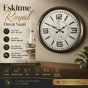 Eskitme Metal Duvar Saati 40 cm · Model 4016E