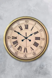 Roma Rakamlı Eskitme Metal Duvar Saati 52 cm · Model 5265E