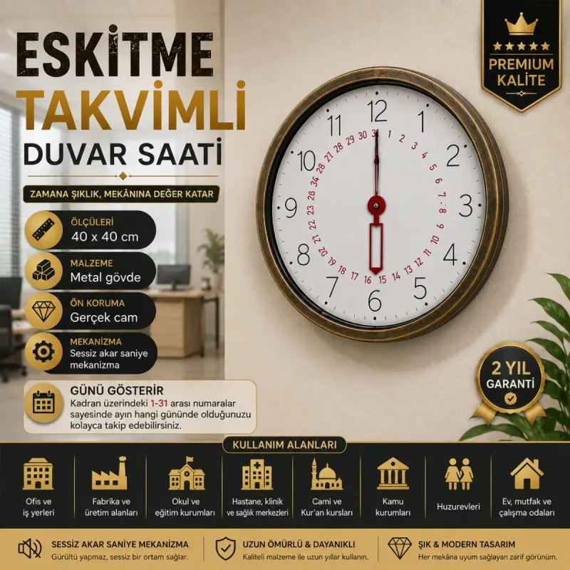 Eskitme Metal Duvar Saati 40 cm · Model 40T04E